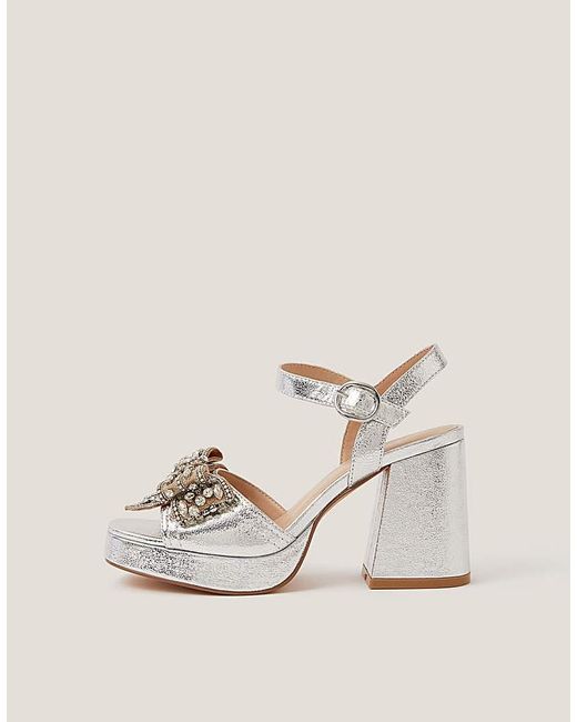 Monsoon Natural Arla Jewel Bow Platform Heels