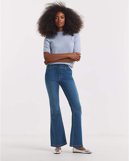 Simply Be Blue Flared Pull On Jeggings