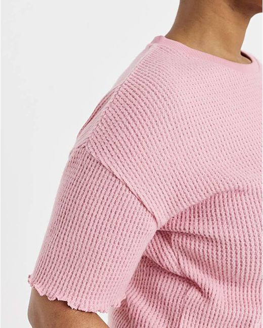Pretty Secrets Pink Waffle Lounge Short Set
