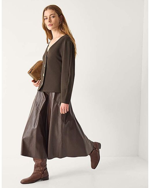 Monsoon Natural Perna V-Neck Button Jersey Top
