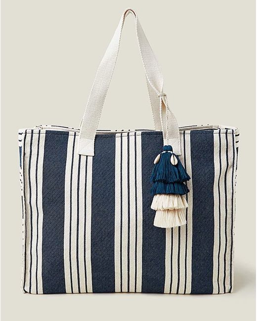 Accessorize Blue Large Stripe Beach Bag