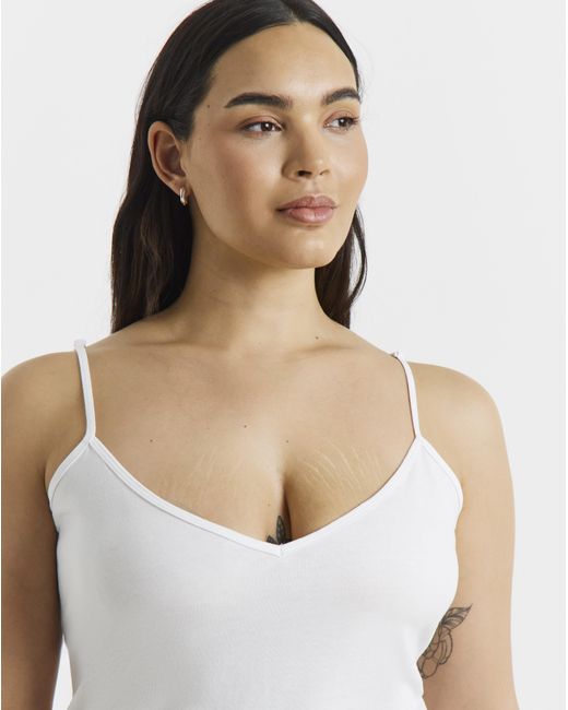 Simply Be White 3 Pack V Neck Longline Camis