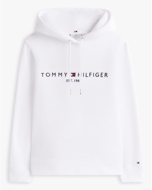 Tommy Hilfiger White Heritage Logo Hoodie