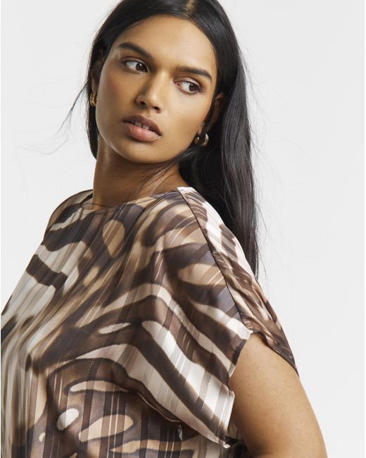 Joanna Hope Brown Asymmetric Blouse