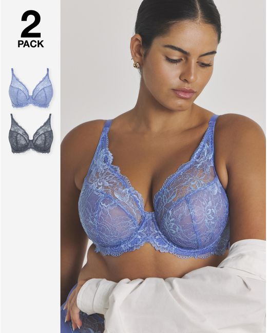 Pretty Secrets Blue 2 Pack Ella Wired Full Cup Bras