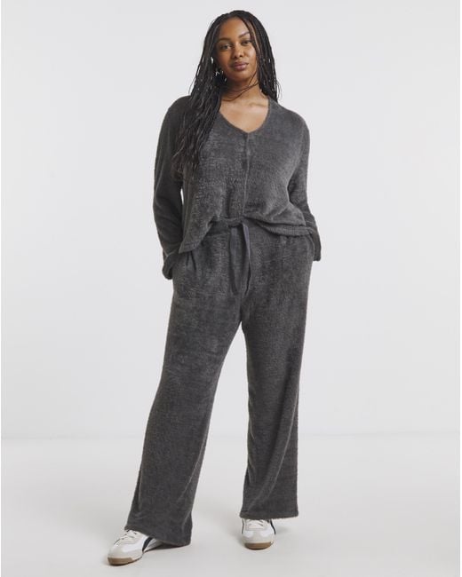 Simply Be Gray Fluffy V Neck Cardigan