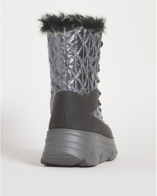 JD Williams Gray Lace Front Snow Boots E Fit