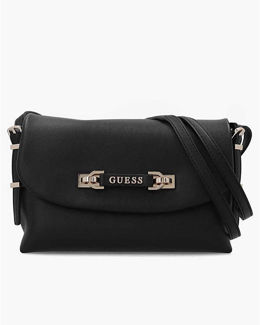 Guess Black Lefia Large Flap Shoulder Bag