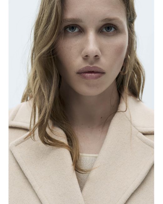 Mango White Double Breasted Wool Coat
