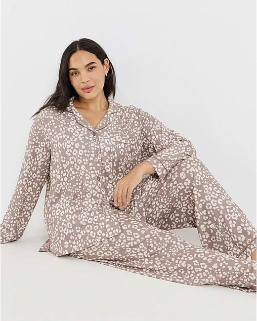 Pretty Secrets Gray Animal Soft Knit Button Pj Set