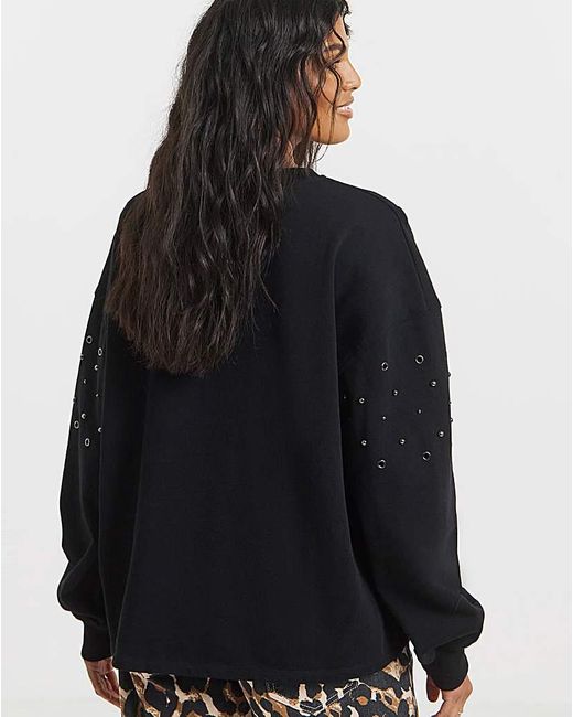 Simply Be Black Stud & Eyelet Sweatshirt