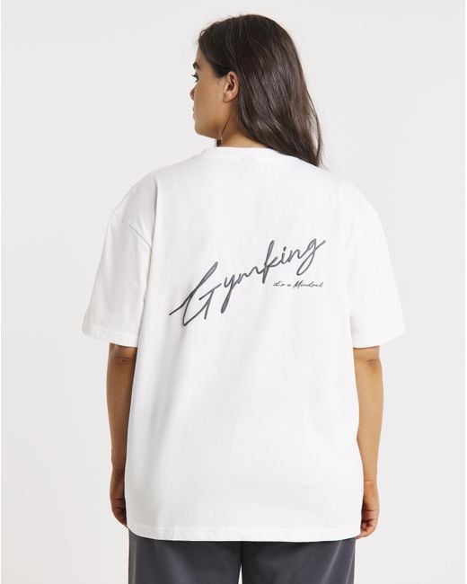 Gym King White Mindset Boyfriend T-Shirt