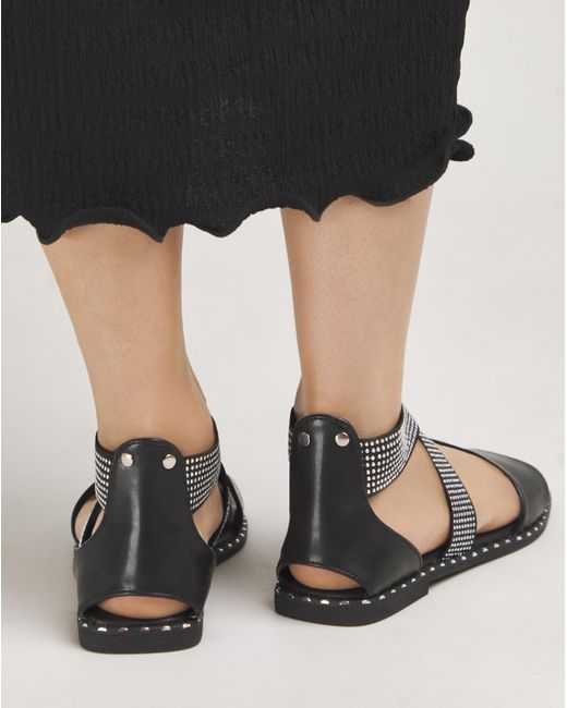 Simply Be Black Stretch Cross Upper Flat Sandal Ex Wide