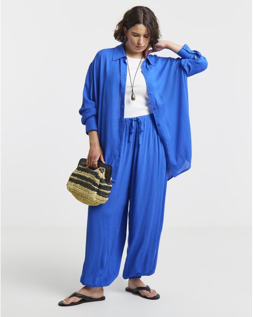 Simply Be Blue Oversized Crinkle Shirt
