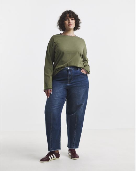 Simply Be Green Ls Scallop Edge Top