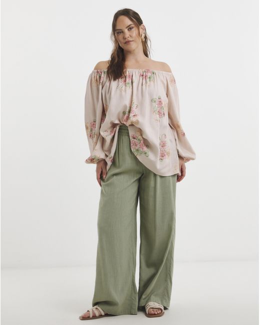 Simply Be Natural Bardot Linen Blend Top