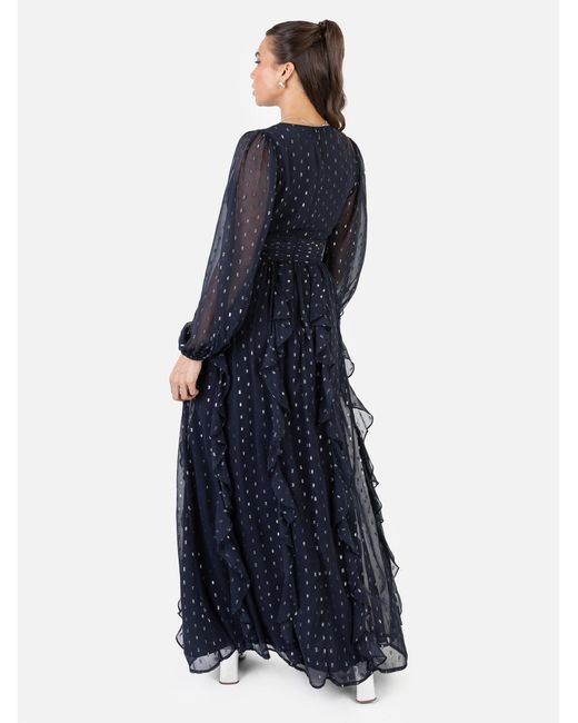 Anaya with love Blue Anaya Metallic Thread Dress