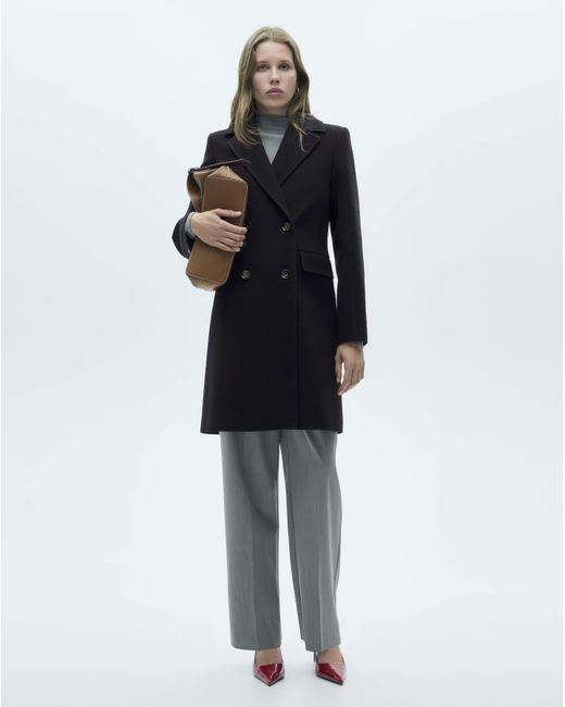 Mango Blue Double Breasted Wool Coat