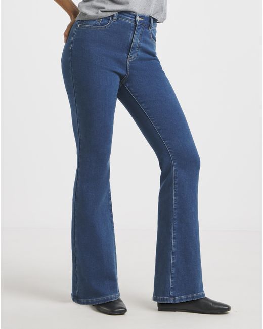 Simply Be Blue Fleece Lined Cosy Flare Leg Jeans