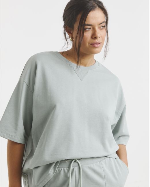 Simply Be Gray Short Sleeve Sweatshirt With Rib Detail