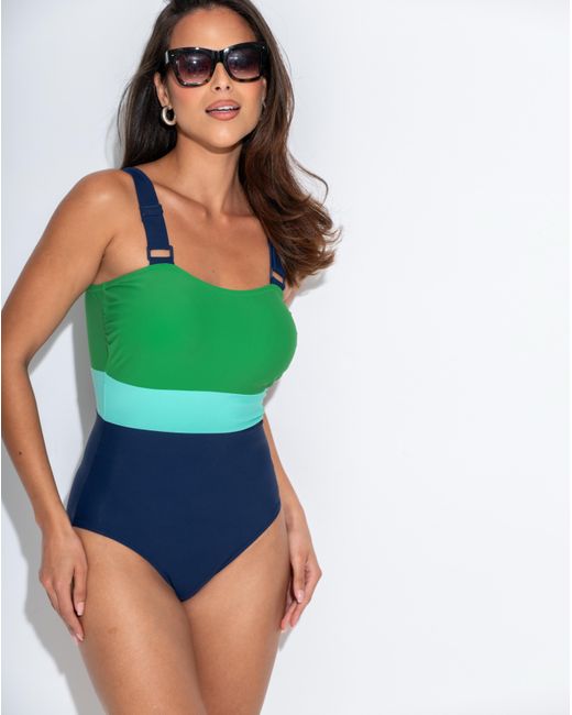 Pour Moi Blue Palm Springs Tummy Control Swimsuit