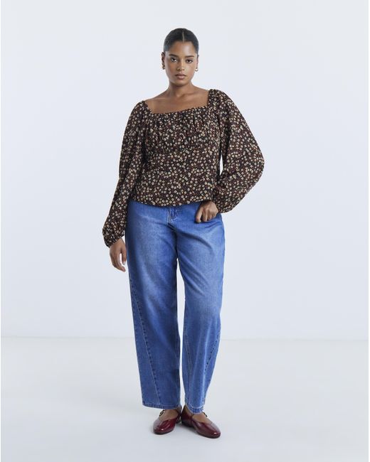 Simply Be Black Blouson Sleeve Blouse