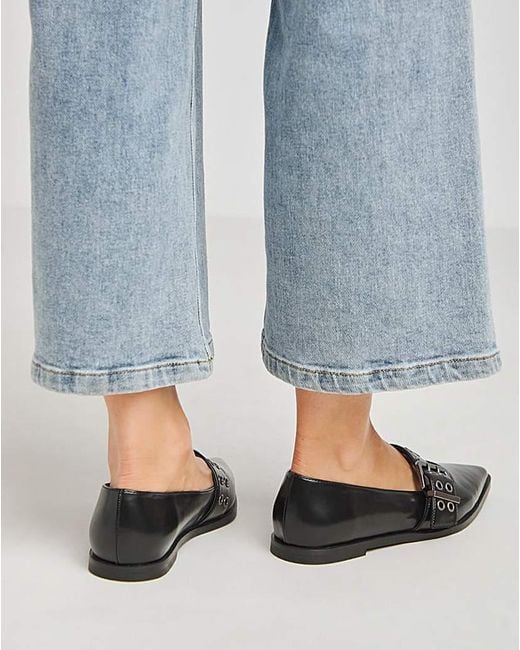 Simply Be Blue Hardware Mary Jane Pointy Shoe Exwide