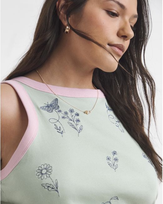 Simply Be Green English Garden Embroidered Tank