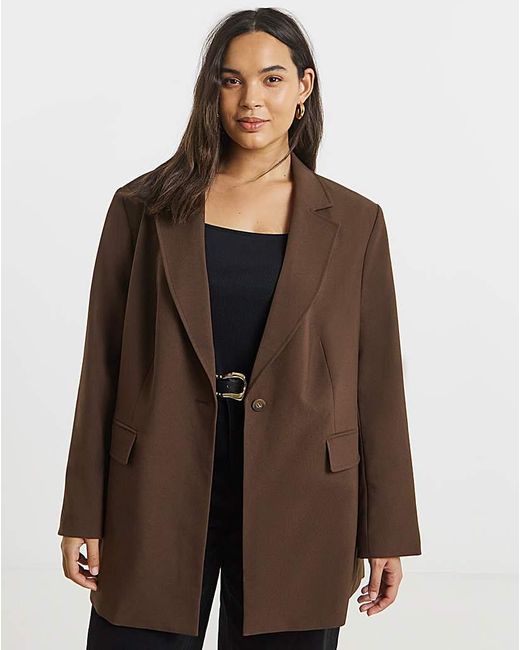 Simply Be Brown Oversized Single Breasted Blazer