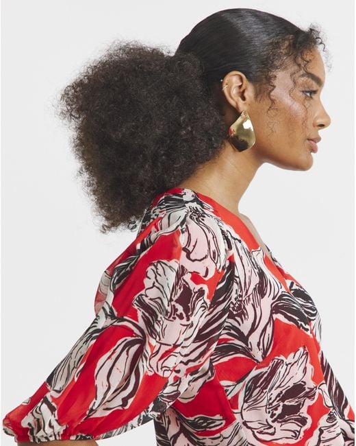 Joanna Hope Red Puff Sleeve Top