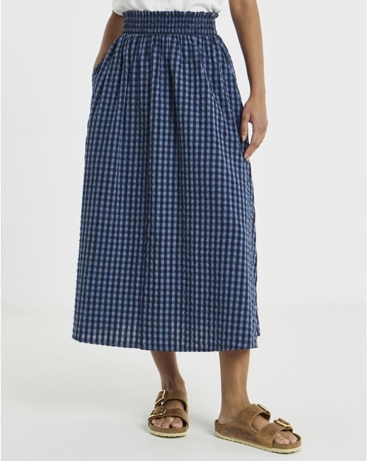 Simply Be Blue Gingham Midaxi Skirt