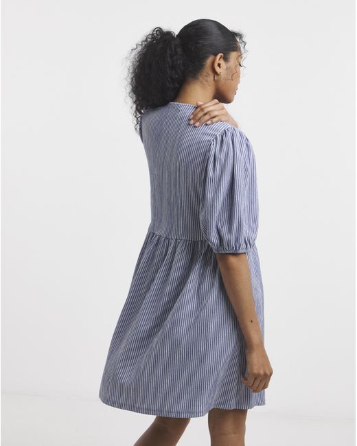 Simply Be Blue Waffle Waist Detail Skater Dress