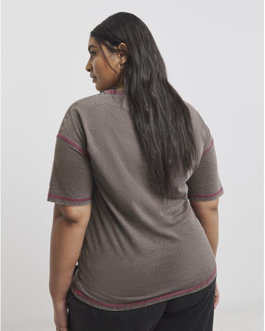 Simply Be Gray Contrast Flatlock Top