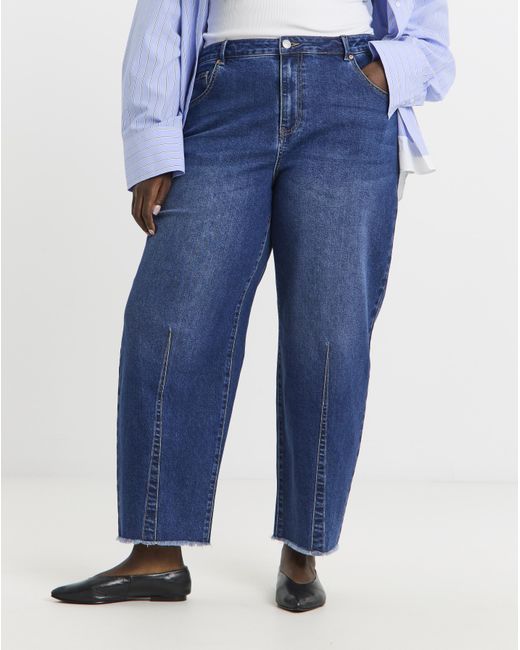 Simply Be Blue Dart Detail Tapered Jeans