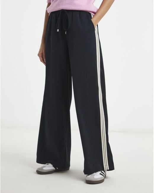 Simply Be White Side Stripe Wide Trouser