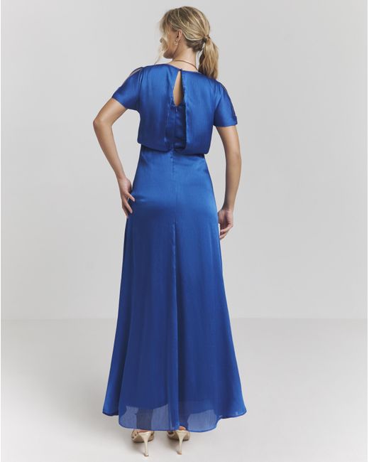 Joanna Hope Blue Blouson Split Sleeve Dress