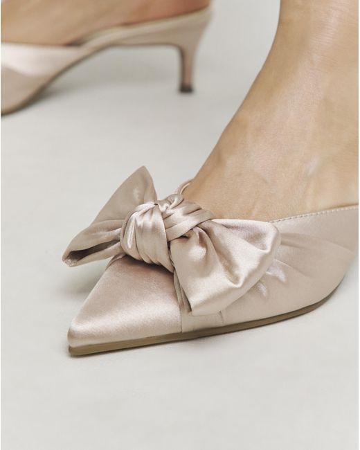 Simply Be Natural Pointed Bow Kitten Heel Mules Wide