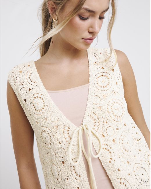 Simply Be Natural Crochet Tie Front Waistcoat