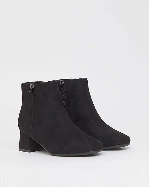 JD Williams Black Low Block Heel Boot With Zip Wide