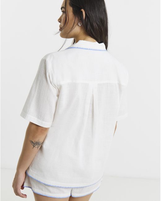 Figleaves White Embroidered Shortie Set