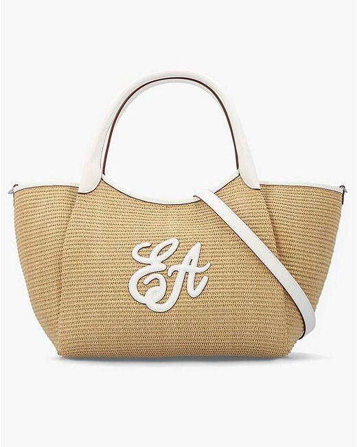 Emporio Armani Natural Woven Straw Shopper Bag