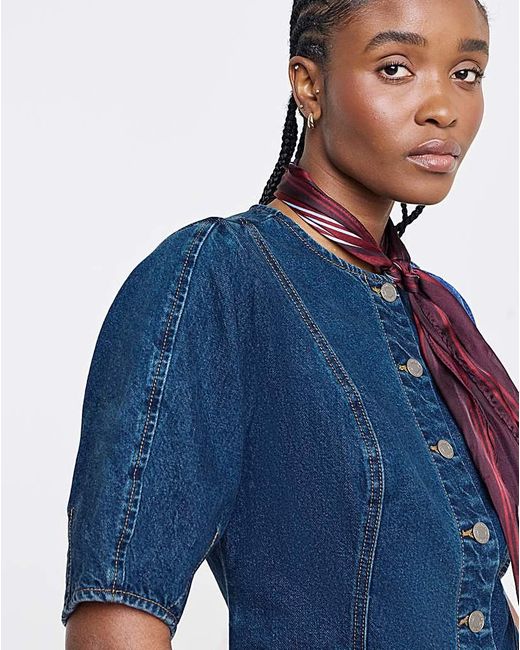 Simply Be Blue Button Through Denim Blouse