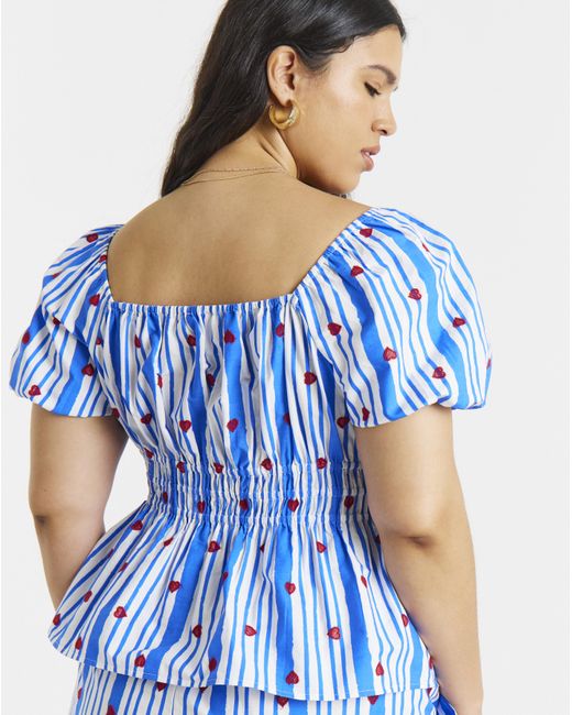 Simply Be Blue Embroidered Top