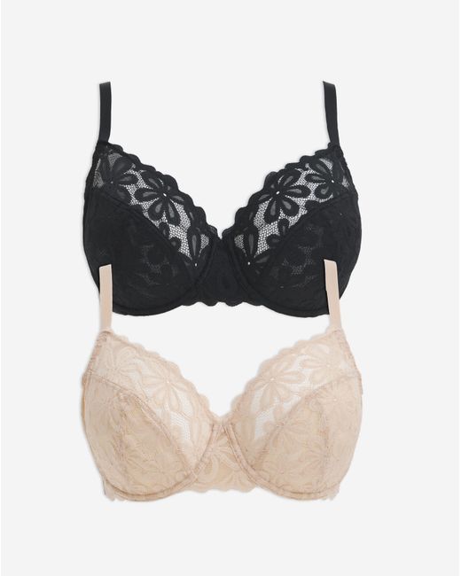 Pretty Secrets Natural 2 Pack Daisy Lace Full Cup Bras