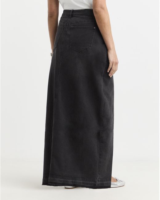 Simply Be White Let Down Hem Maxi Denim Skirt