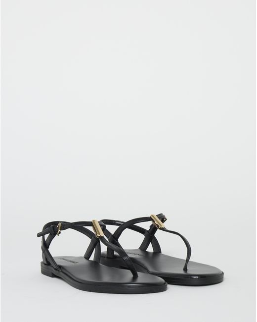 JD Williams Black T Bar Hardware Sandals Wide
