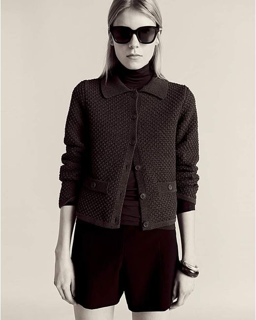 Mango Blue Polo Neck Knitted Choco Jacket