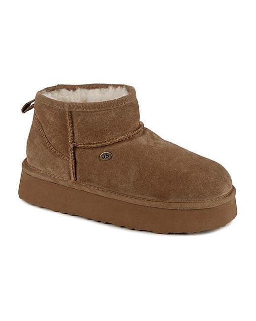 Just Sheepskin Brown Platform Outdoor Boots