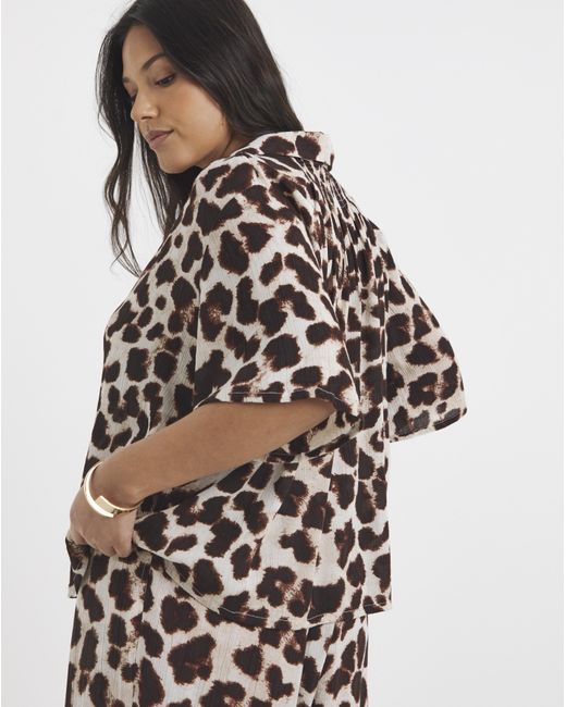 Simply Be Multicolor Leopard Print Crinkle Revere Shirt