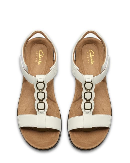 Clarks White Arwell Leather Sandal E Fit